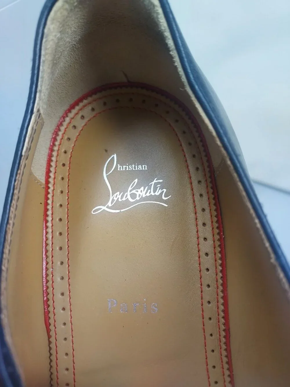Christian Louboutin Men Black Chambelimonk Leather Derby Shoe